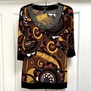 INC International Concepts Women's Multicolor Beaded Top